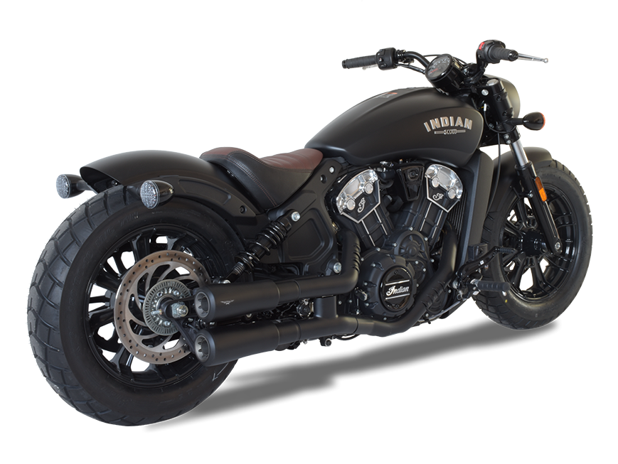 HP CORSE Indian Scout / Sixty / Bobber Slip-on Dual Exhaust "V-2 Ceramic Black" (Racing)