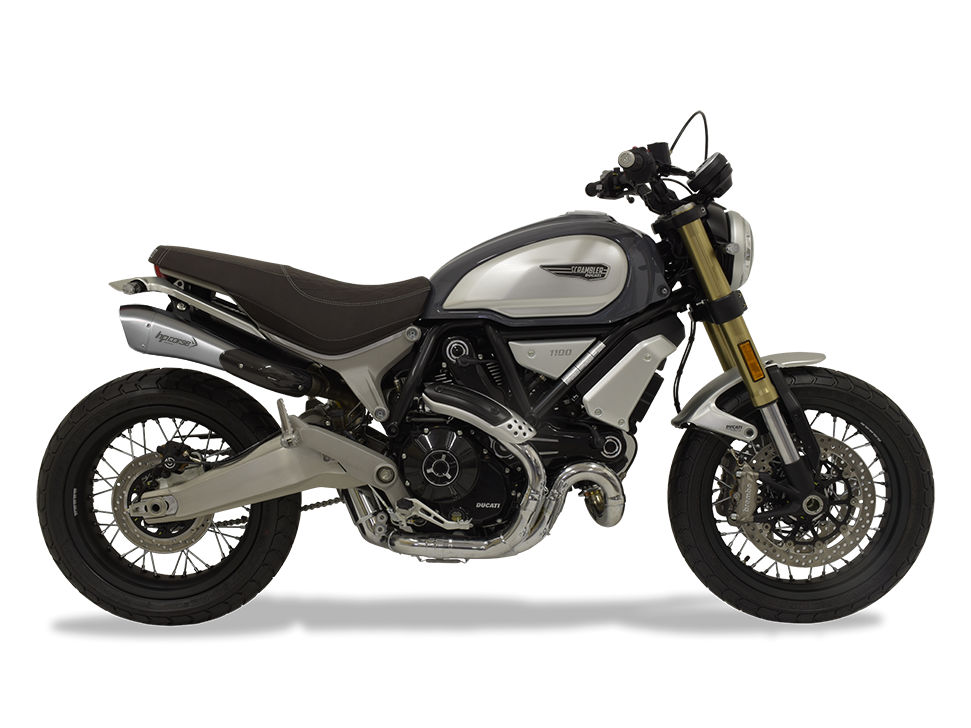 HP CORSE Ducati Scrambler 1100 Dual Slip-on Exhaust "Hydroform Short Satin" (racing)