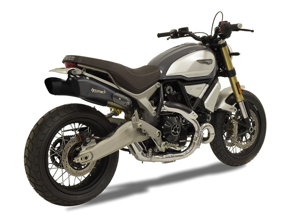 HP CORSE Ducati Scrambler 1100 Dual Slip-on Exhaust "Hydroform Short Black" (racing)