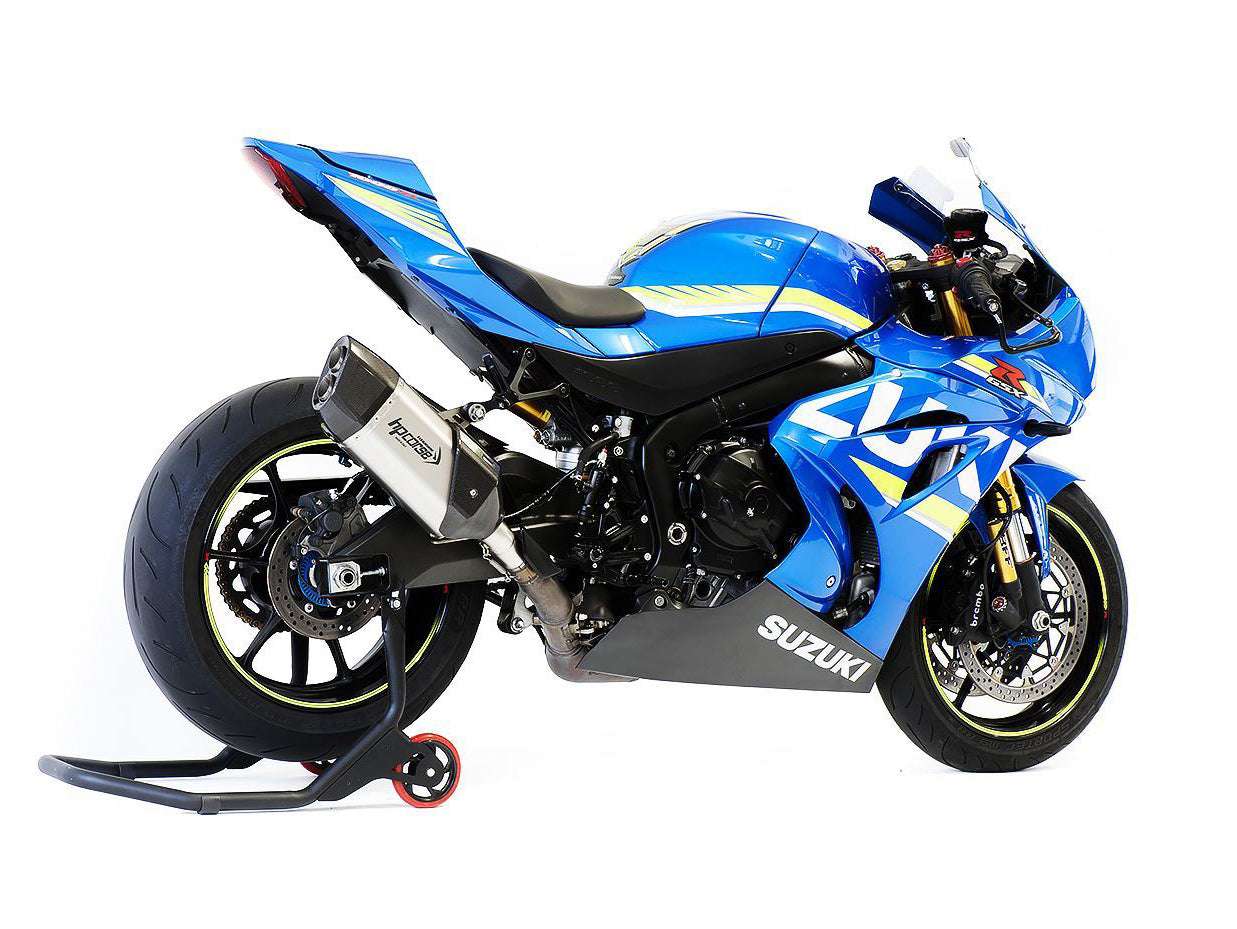 HP CORSE Suzuki GSX-R 1000 (17-20) Slip-on Exhaust "SP-3 Carbon Short 230 Titanium" (Racing)