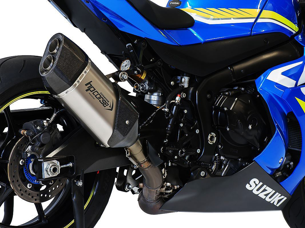 HP CORSE Suzuki GSX-R 1000 (17-20) Slip-on Exhaust "SP-3 Carbon Short 230 Titanium" (Racing)