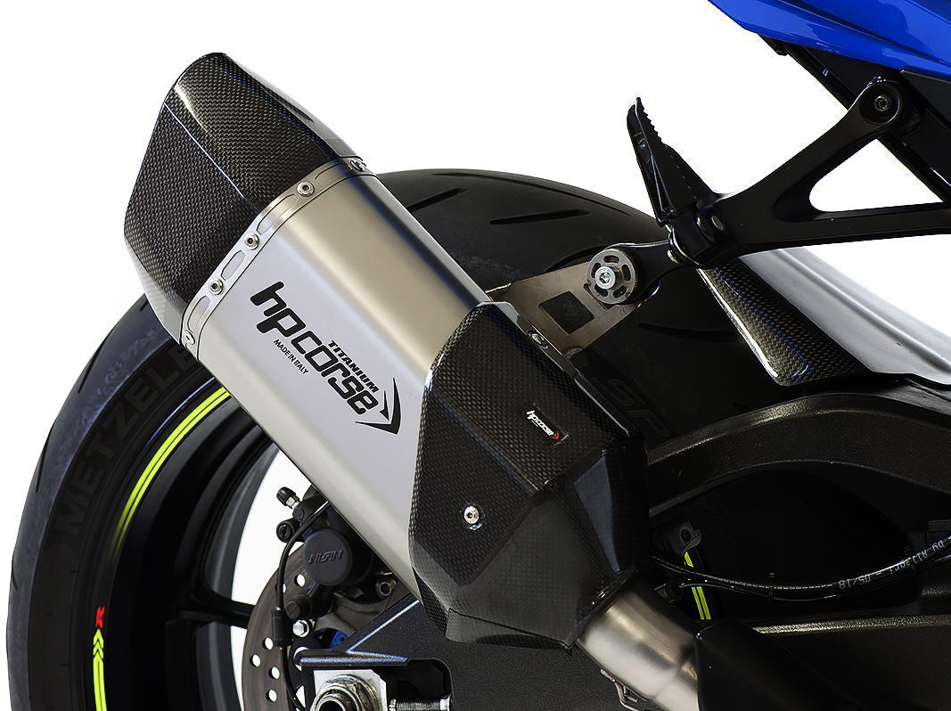 HP CORSE Suzuki GSX-R 1000 (17-20) Slip-on Exhaust "SP-3 Carbon Short 230 Titanium" (Racing)