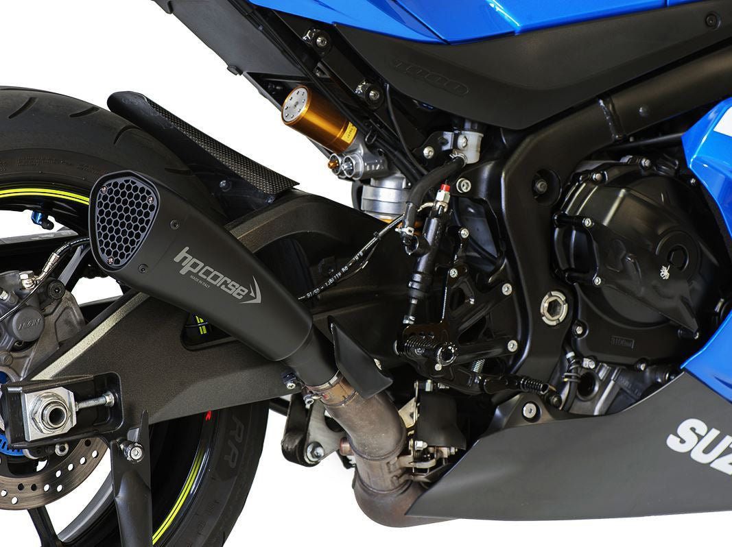 HP CORSE Suzuki GSX-R 1000 (17-20) Slip-on Exhaust "Hydroform Short R Ceramic Black" (Racing)