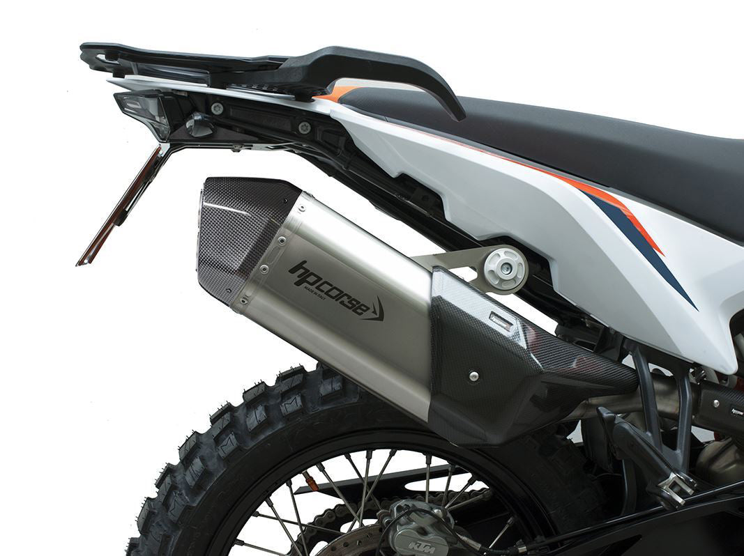 HP CORSE KTM 890 Adventure (2021+) Slip-on Exhaust "SPS Carbon Short Inox Satin" (Euro 5)