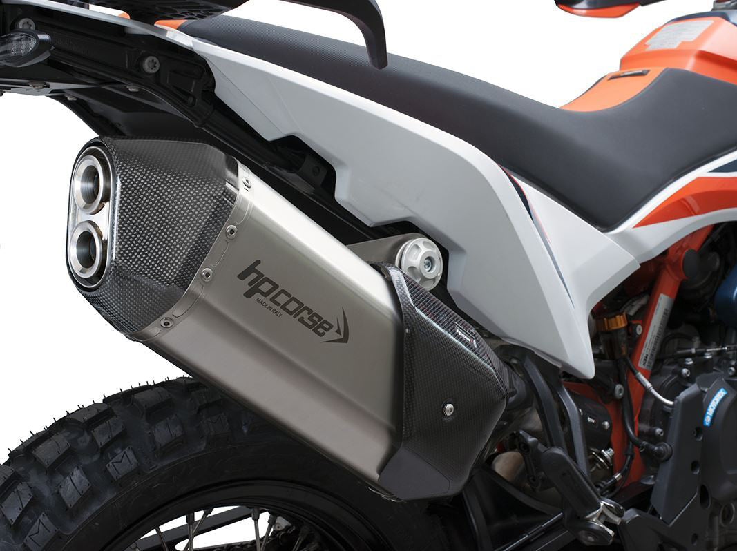 HP CORSE KTM 890 Adventure (2021+) Slip-on Exhaust "SPS Carbon Short Inox Satin" (Euro 5)