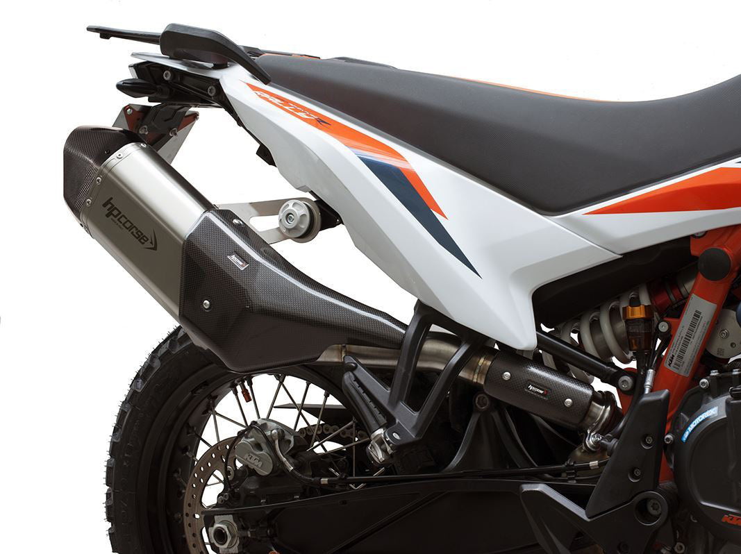 HP CORSE KTM 890 Adventure (2021+) Slip-on Exhaust "SPS Carbon Short Inox Satin" (Euro 5)