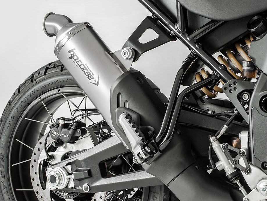 HP CORSE Ducati DesertX (2022+) Low-mount Slip-on Exhaust "SP-1 Titanium Short" (Euro 5)