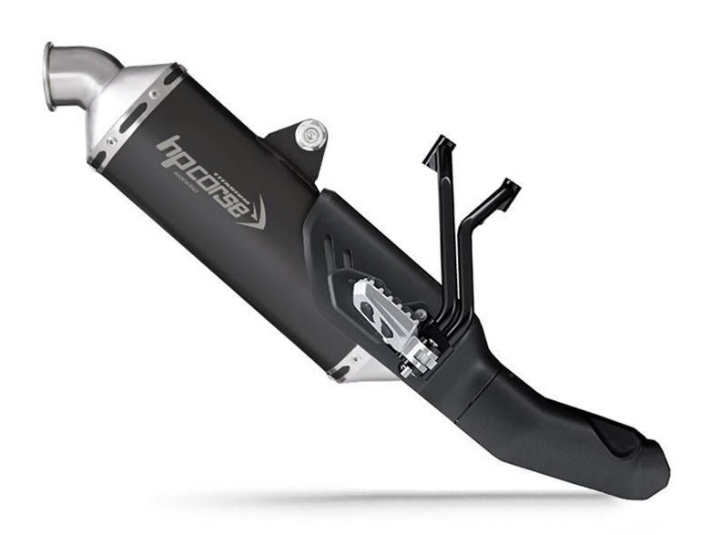 HP CORSE Ducati DesertX (2022+) Low-mount Slip-on Exhaust "SP-1 Titanium Short Black" (Euro 5)