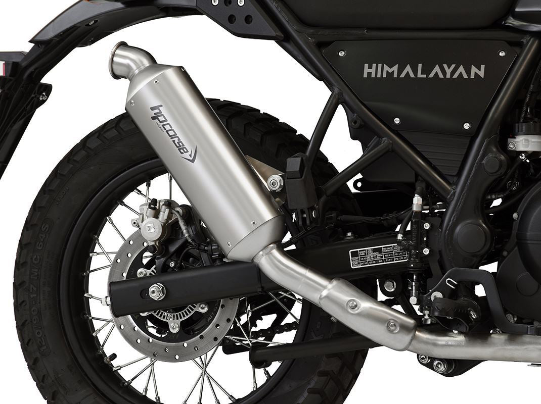 HP CORSE Royal Enfield Himalayan (2016+) Slip-on Exhaust "SP-1 Short Rally Inox Satin" (Racing)