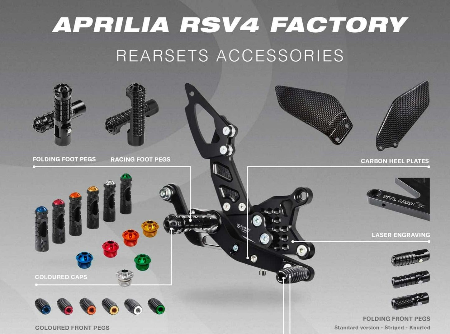 A005S - BONAMICI RACING Aprilia RSV4 / Tuono V4 (2017+) Adjustable Rearset (street; with brake light kit) – Accessories in the 2WheelsHero Motorcycle Aftermarket Accessories and Parts Online Shop