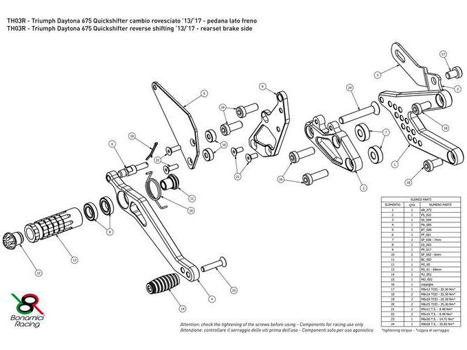 TH03R - BONAMICI RACING Triumph Daytona 675 (13/17) Adjustable Rearset – Accessories in the 2WheelsHero Motorcycle Aftermarket Accessories and Parts Online Shop