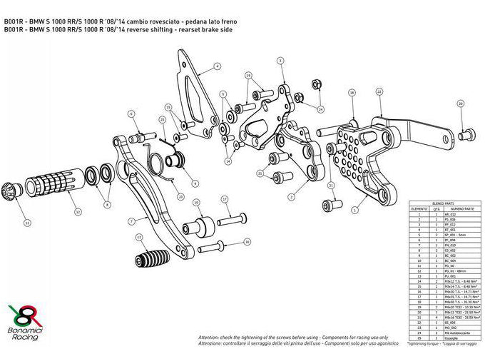 B001R - BONAMICI RACING BMW S1000R / S1000RR (09/16) Adjustable Rearset (racing) – Accessories in the 2WheelsHero Motorcycle Aftermarket Accessories and Parts Online Shop