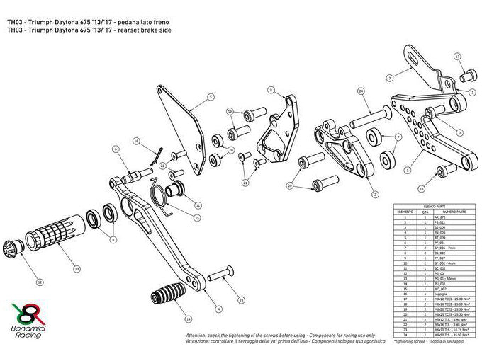 TH03 - BONAMICI RACING Triumph Daytona 675 (13/17) Adjustable Rearset – Accessories in the 2WheelsHero Motorcycle Aftermarket Accessories and Parts Online Shop