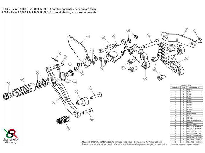 B001 - BONAMICI RACING BMW S1000R / S1000RR (09/16) Adjustable Rearset (street) – Accessories in the 2WheelsHero Motorcycle Aftermarket Accessories and Parts Online Shop