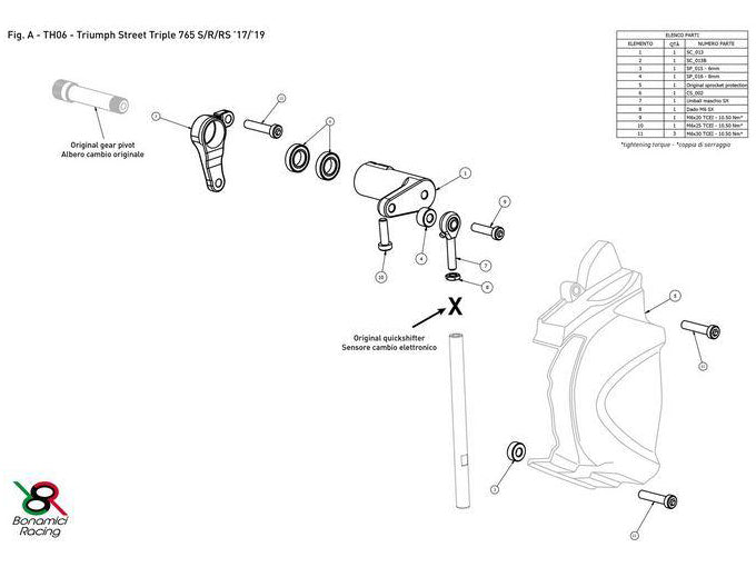 TH06 - BONAMICI RACING Triumph Street Triple R / RS / S (17/19) Adjustable Rearset – Accessories in the 2WheelsHero Motorcycle Aftermarket Accessories and Parts Online Shop