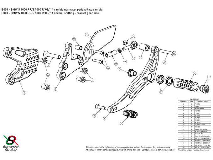 B001 - BONAMICI RACING BMW S1000R / S1000RR (09/16) Adjustable Rearset (street) – Accessories in the 2WheelsHero Motorcycle Aftermarket Accessories and Parts Online Shop