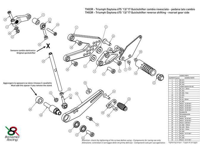 TH03R - BONAMICI RACING Triumph Daytona 675 (13/17) Adjustable Rearset – Accessories in the 2WheelsHero Motorcycle Aftermarket Accessories and Parts Online Shop