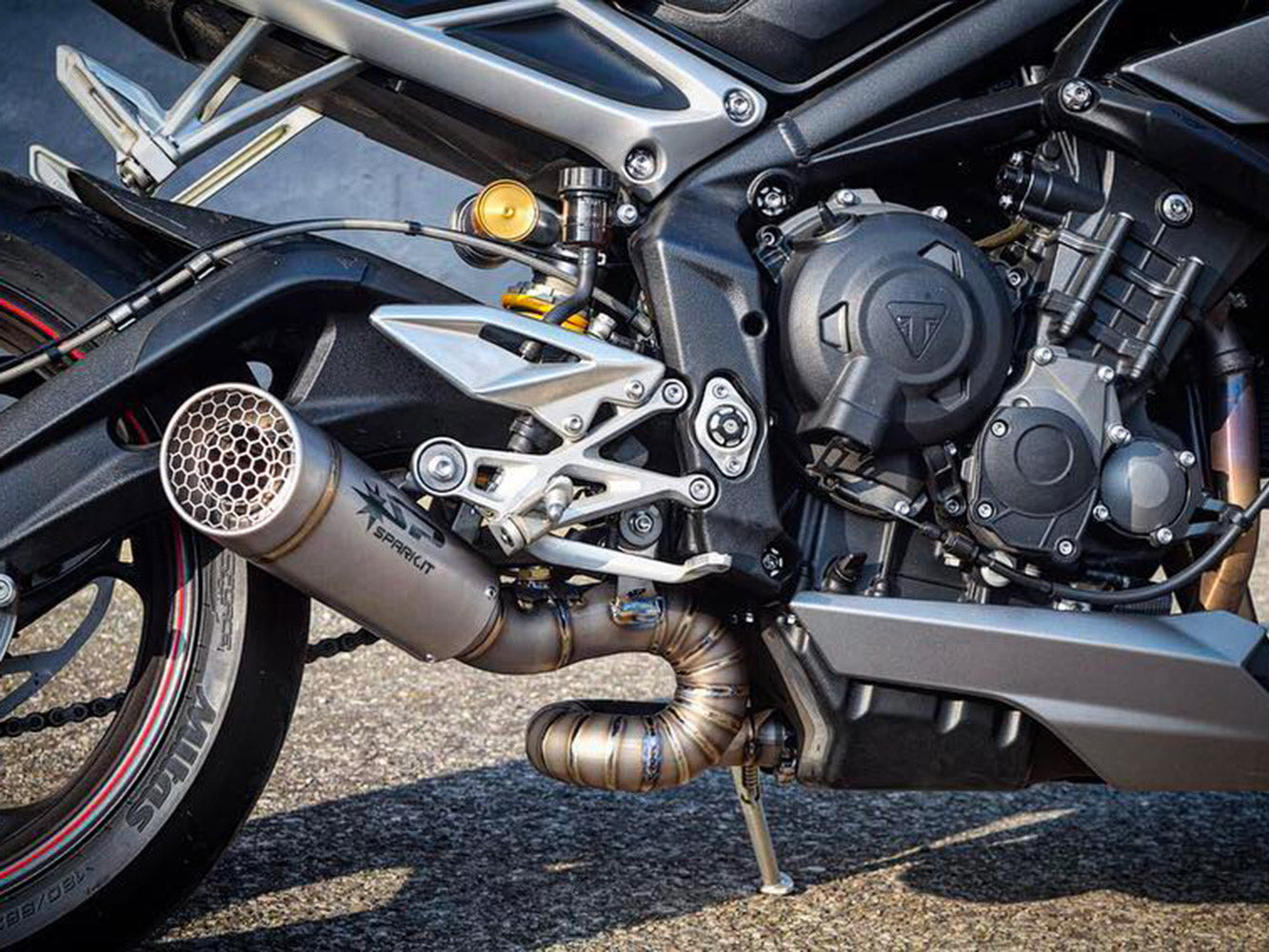 SPARK GTR0501 Triumph Street Triple (2017+) Titanium Semi-full Exhaust System "Grid-O" (racing) – Accessories in the 2WheelsHero Motorcycle Aftermarket Accessories and Parts Online Shop