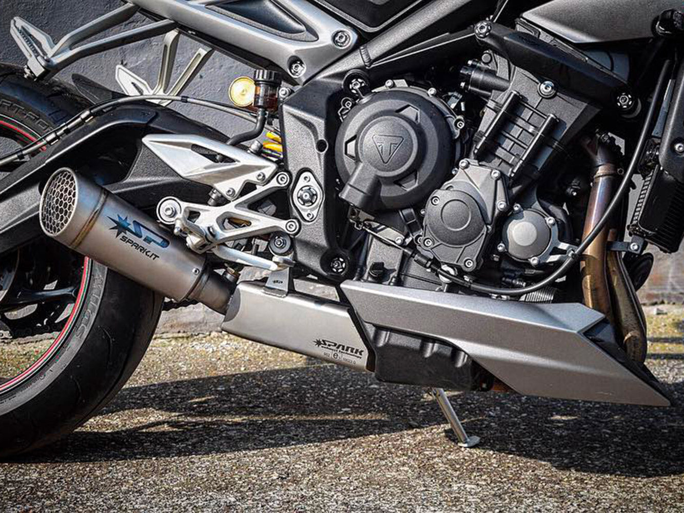 SPARK GTR0507 Triumph Street Triple 765 / 660 Titanium 3/4 Exhaust System "GRID-O" (approved; polished box) – Accessories in the 2WheelsHero Motorcycle Aftermarket Accessories and Parts Online Shop