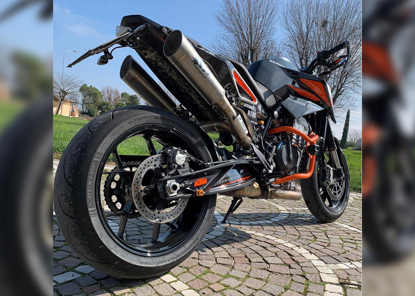 SPARK GKT0110 KTM 790 / 890 Duke (2018+) Titanium Semi-Full Double Exhaust System "GRID-O" (215 mm) – Accessories in the 2WheelsHero Motorcycle Aftermarket Accessories and Parts Online Shop