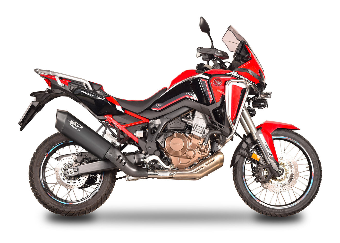 SPARK GHO1702 Honda CRF1100L Africa Twin (2020+) Slip-on Exhaust "Fighter" (approved; titanium)