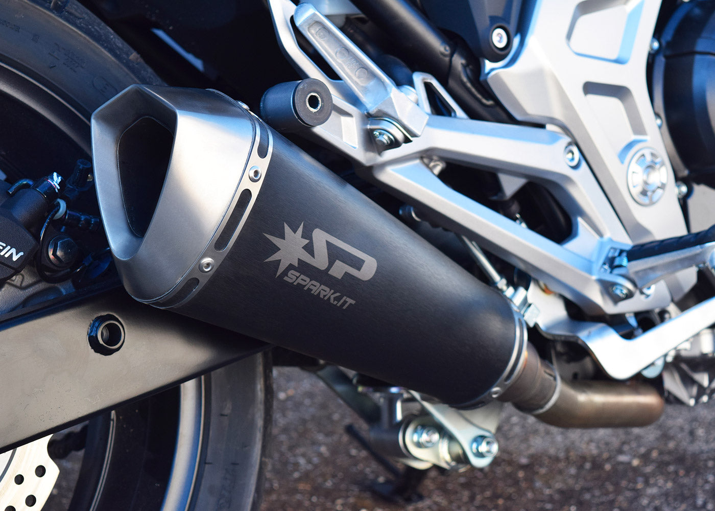 SPARK GHO1103 Honda NC700 / NC750 / Integra Slip-on Exhaust "Konix" (EU homologated; dark) – Accessories in the 2WheelsHero Motorcycle Aftermarket Accessories and Parts Online Shop