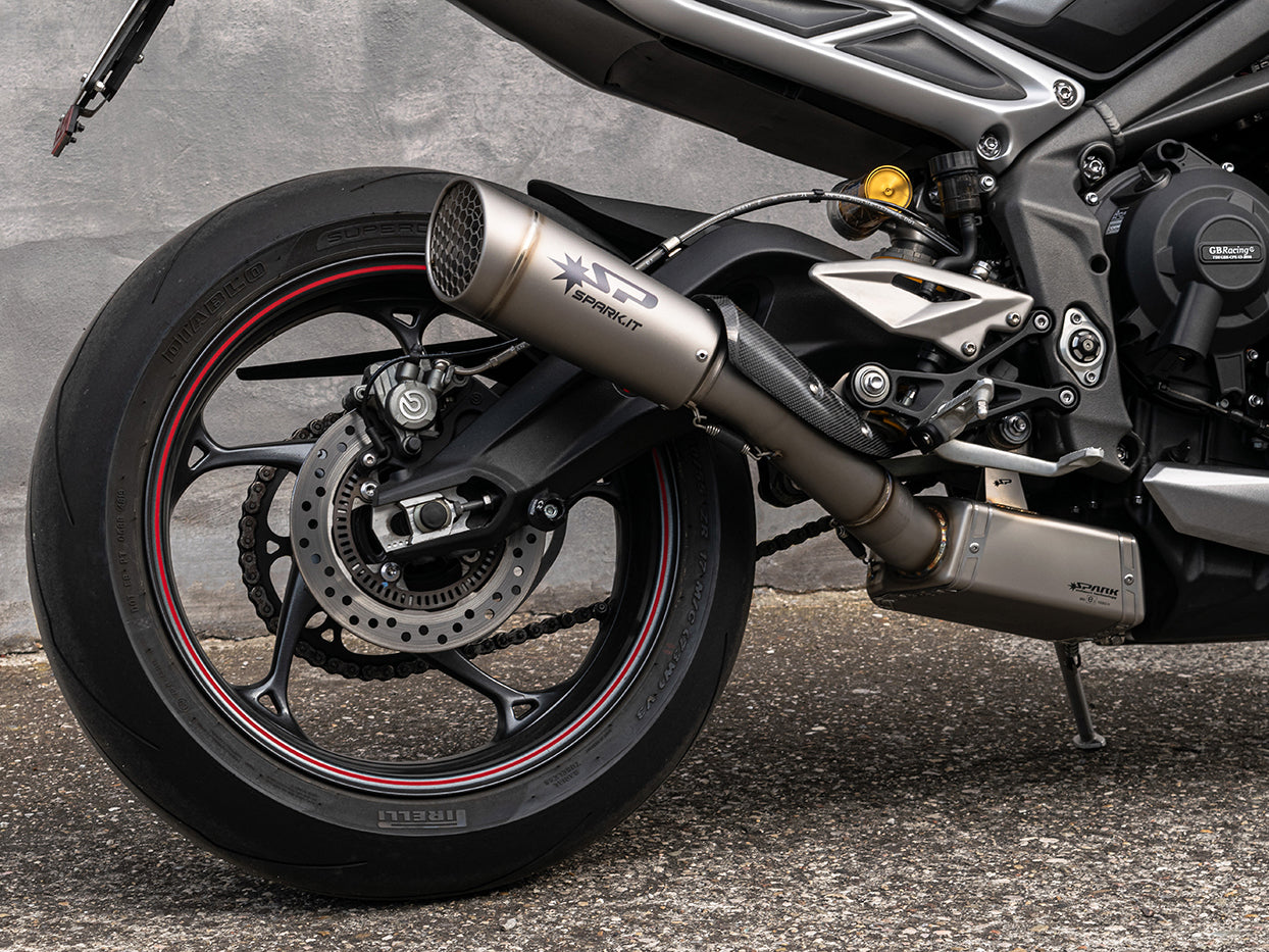 SPARK GTR0505 Triumph Street Triple 765 R / RS / S (20/22) Titanium Semi-full Exhaust System "Grid-O" (EU Homologated) – Accessories in the 2WheelsHero Motorcycle Aftermarket Accessories and Parts Online Shop