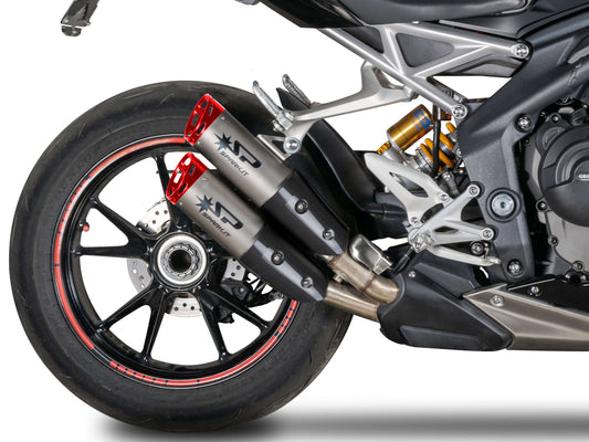 SPARK GTR0104 Triumph Speed Triple 1200RR / 1200RS (2021+) Titanium Slip-on Exhaust "Dyno" (EU Homologated; red end caps) – Accessories in the 2WheelsHero Motorcycle Aftermarket Accessories and Parts Online Shop