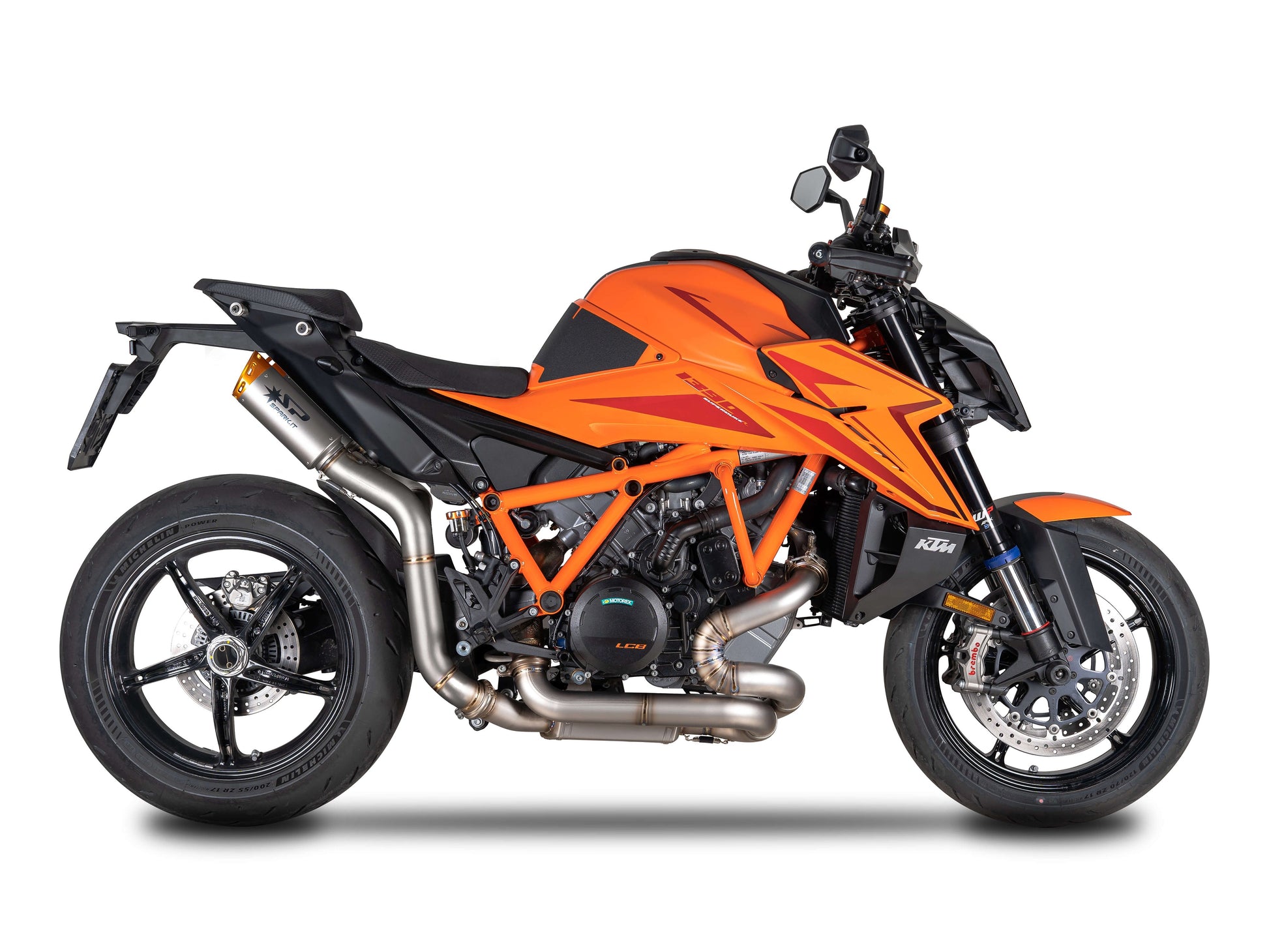 SPARK GKT0120 KTM 1290 / 1390 Super Duke R / R Evo (2020+) Titanium High-mount Double Exhaust "Dyno" (EU homologated; orange end caps) – Accessories in the 2WheelsHero Motorcycle Aftermarket Accessories and Parts Online Shop