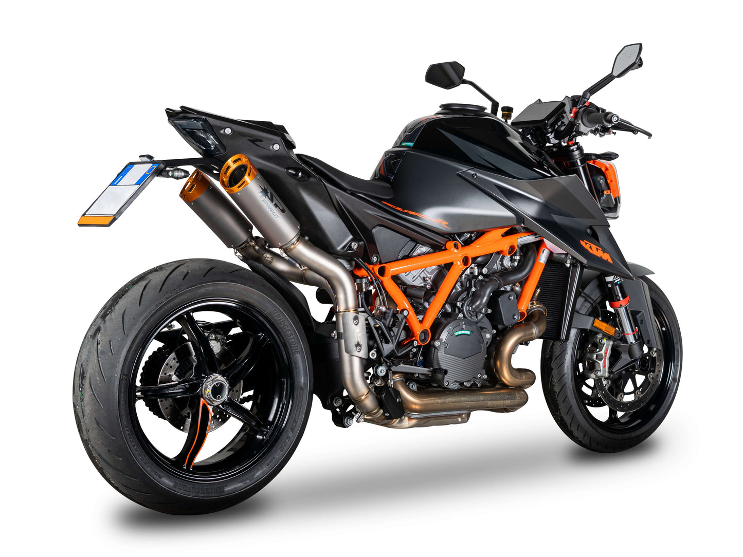 SPARK GKT0120 KTM 1290 / 1390 Super Duke R / R Evo (2020+) Titanium High-mount Double Exhaust "Dyno" (EU homologated; orange end caps) – Accessories in the 2WheelsHero Motorcycle Aftermarket Accessories and Parts Online Shop