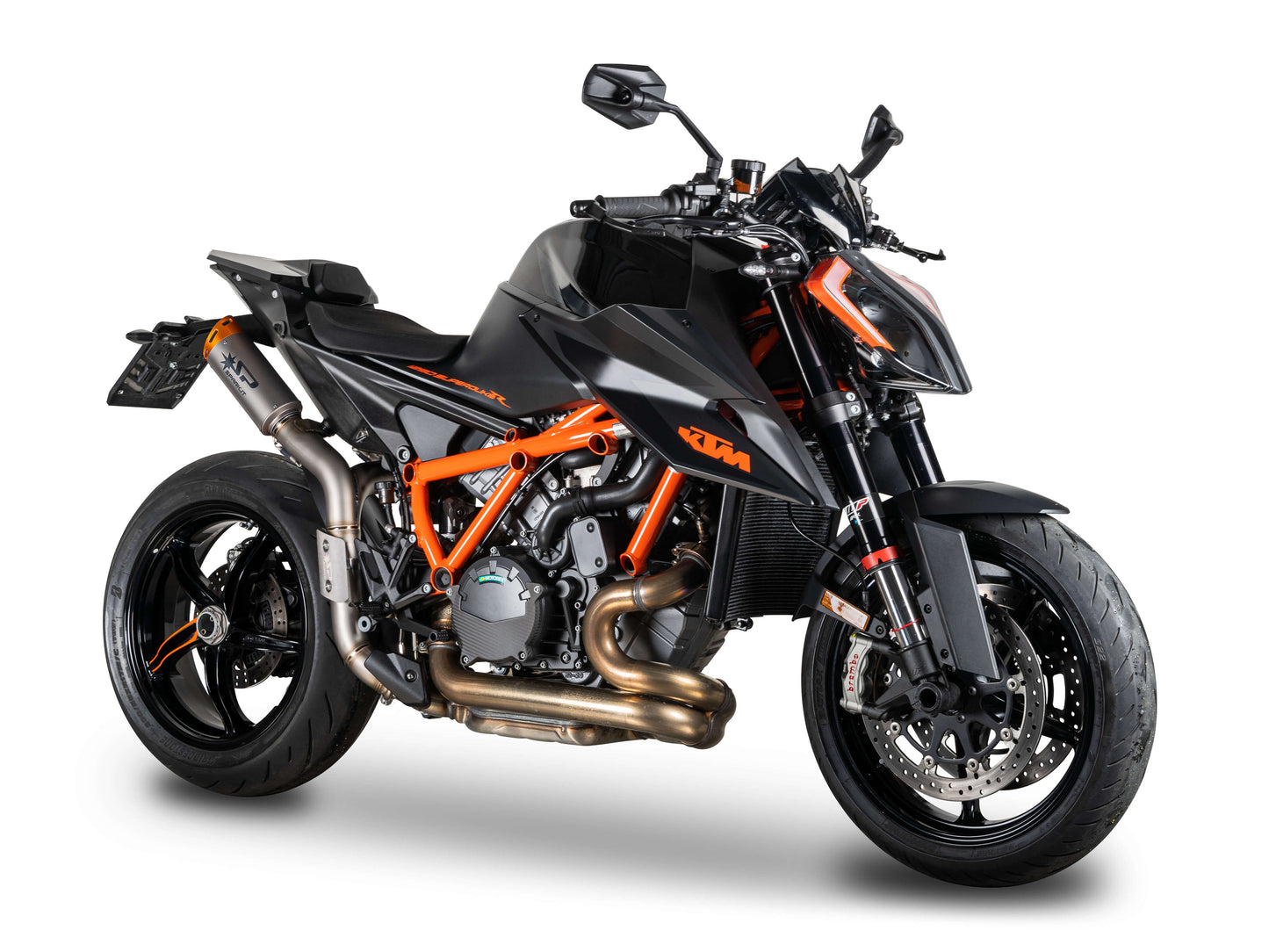 SPARK GKT0120 KTM 1290 / 1390 Super Duke R / R Evo (2020+) Titanium High-mount Double Exhaust "Dyno" (EU homologated; orange end caps) – Accessories in the 2WheelsHero Motorcycle Aftermarket Accessories and Parts Online Shop