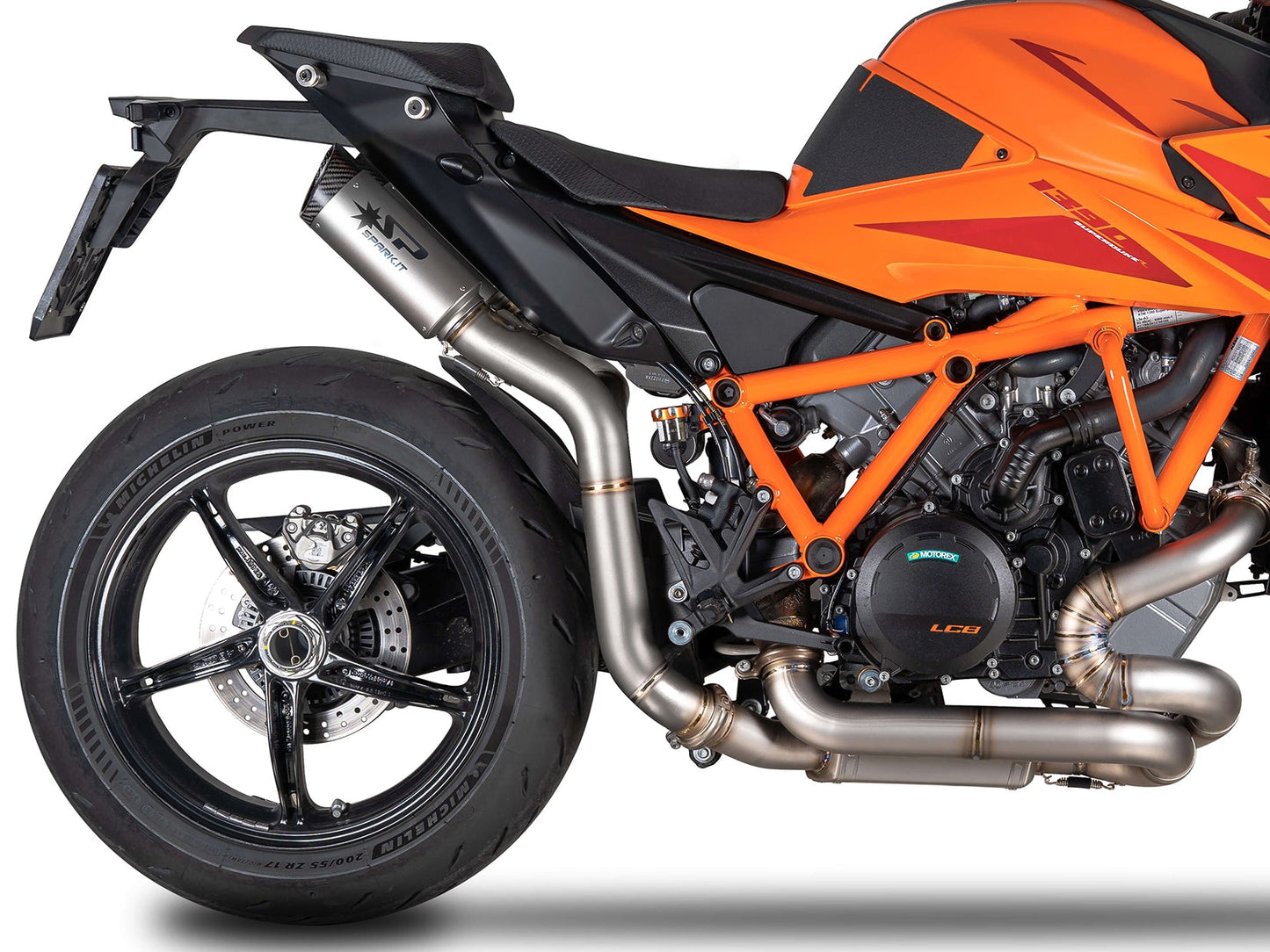 SPARK GKT0120 KTM 1290 / 1390 Super Duke R / R Evo (2020+) Titanium High-mount Double Exhaust "Dyno" (EU homologated; carbon end caps) – Accessories in the 2WheelsHero Motorcycle Aftermarket Accessories and Parts Online Shop