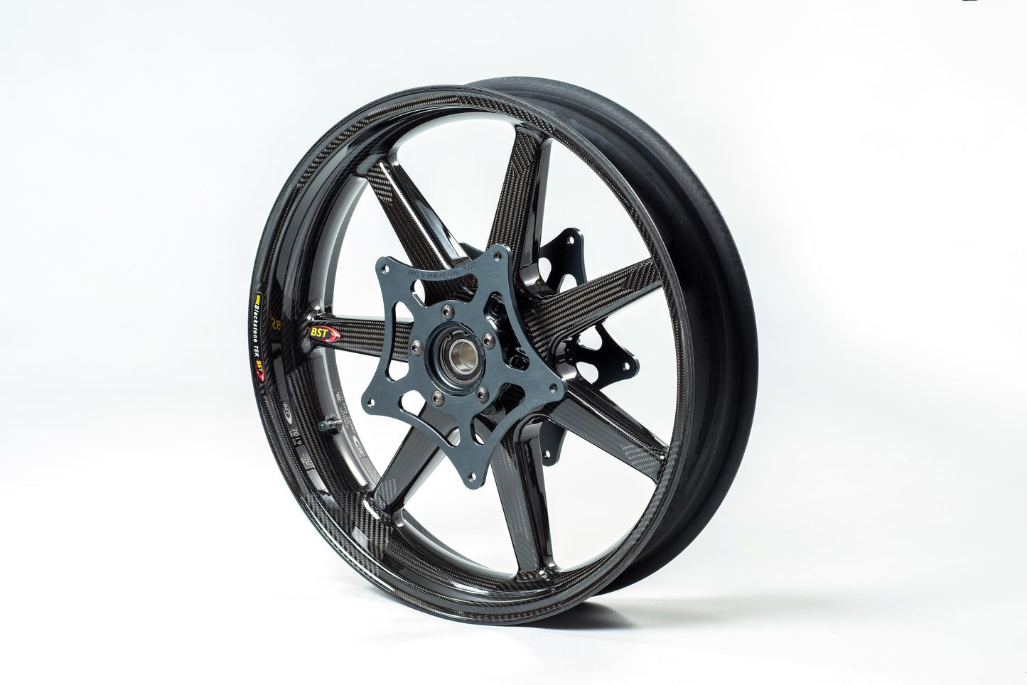 BST BMW K1300S / K1300R Carbon Wheels Set "Panther TEK" (front & conventional rear, 7 straight spokes, black hubs)