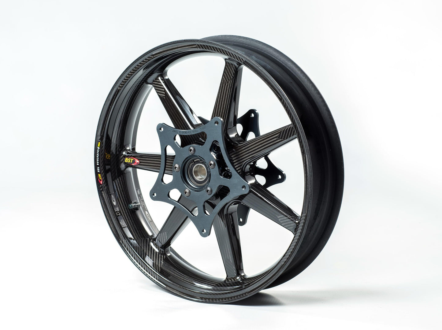 BST Honda VFR1200F Carbon Wheel "Panther TEK" (front, 7 straight spokes, black hubs)