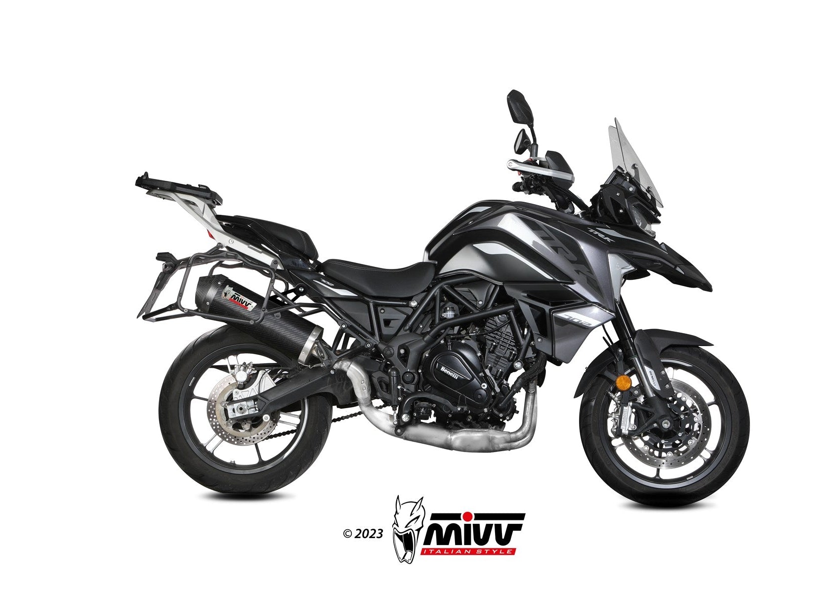 MIVV E.012 Benelli TRK 702/X (2023+) Slip-on Exhaust "Oval" (carbon + cap; approved) – Accessories in the 2WheelsHero Motorcycle Aftermarket Accessories and Parts Online Shop
