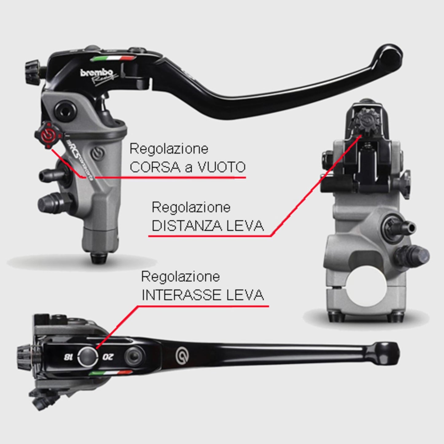 BREMBO Radial Brake Master Cylinder 19RCS "Corsa Corta" (18-20 mm ratio)