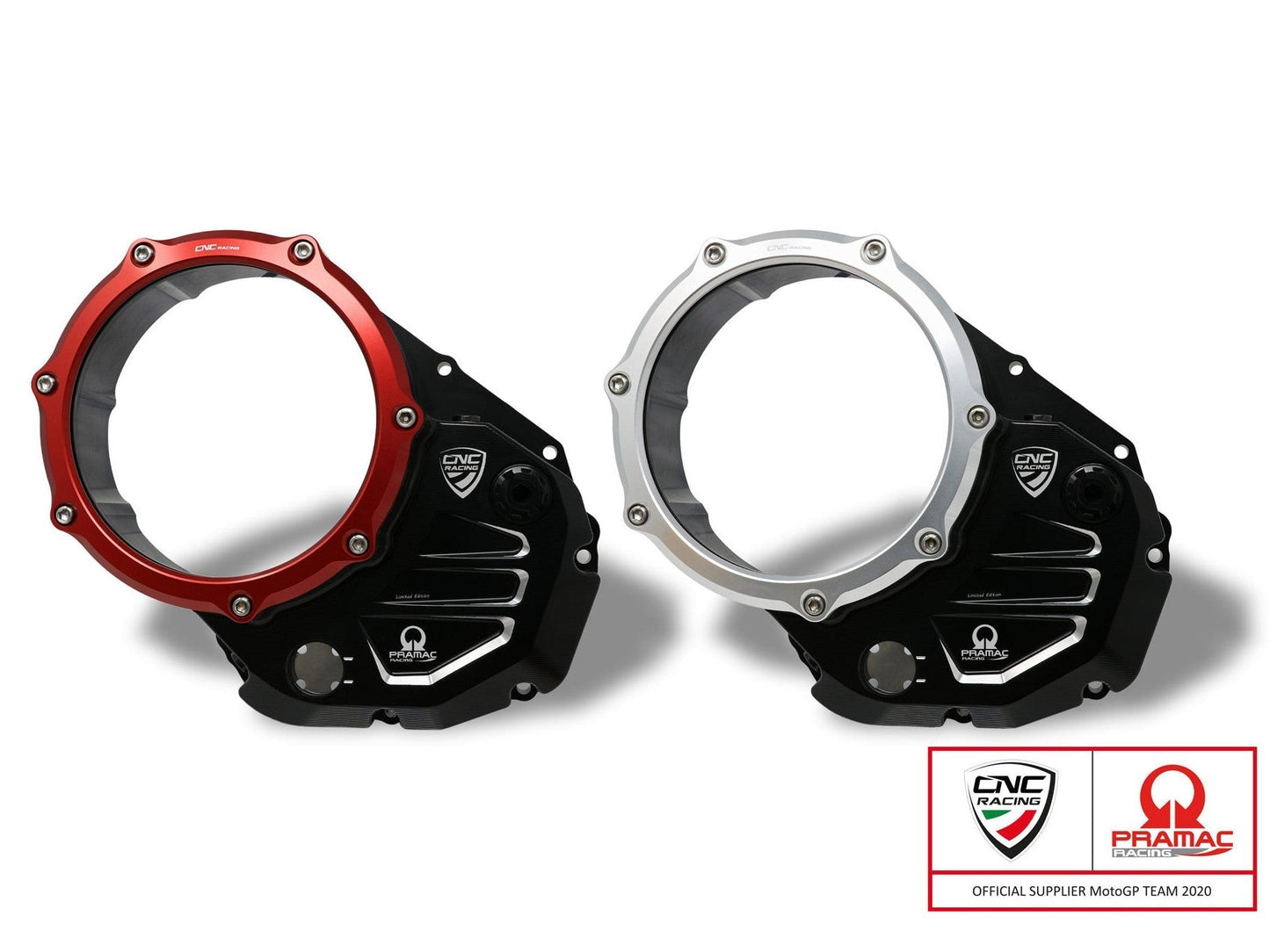 CA504PR - CNC RACING Ducati DesertX / Monster / Multistrada Oil Bath Clear Clutch Cover (Pramac edition)