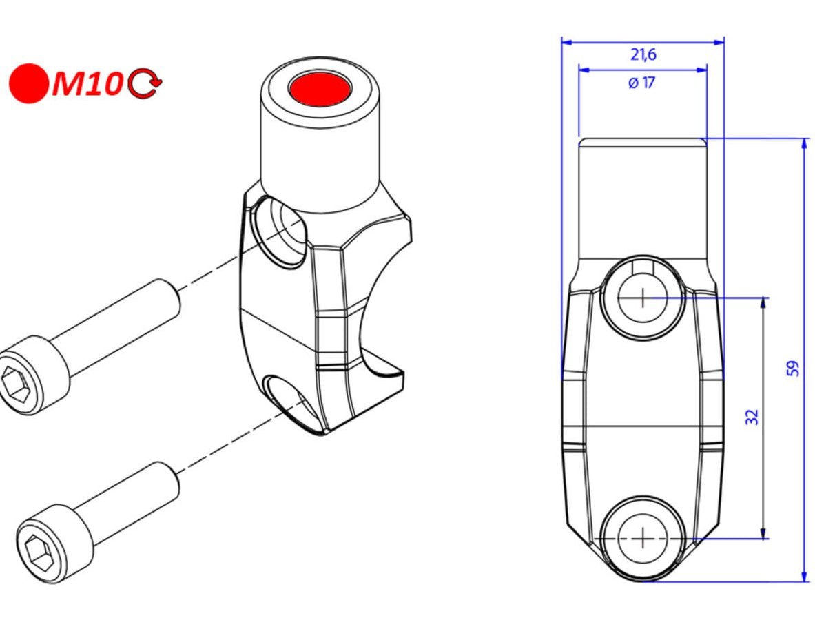 CV010 - CNC RACING Brembo Master Cylinder Clamp (mirror mount tread M10; right)