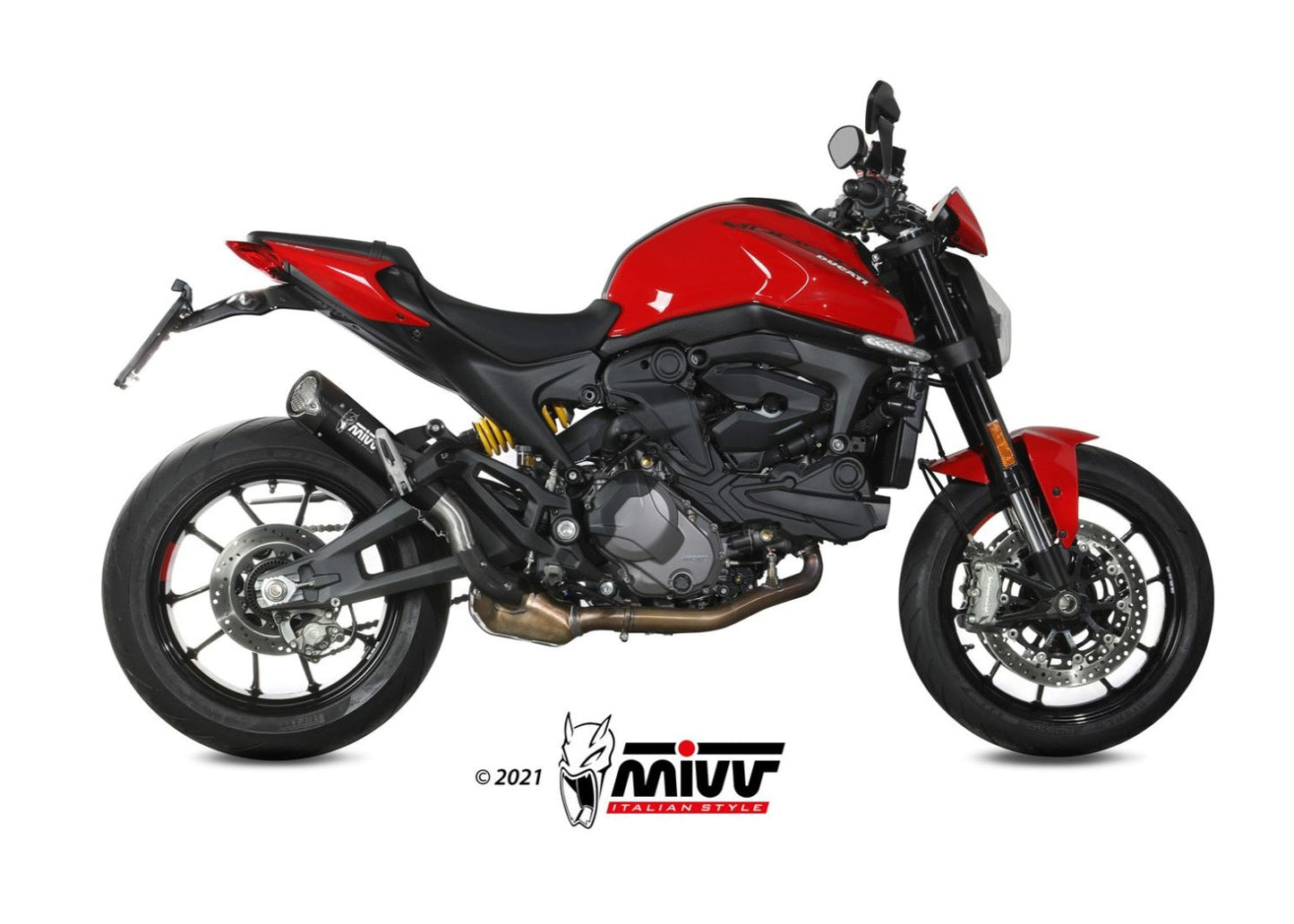 MIVV D.048 Ducati Monster 950 / 937 (2021+) Slip-on Exhaust "X-M5" (black; approved) – Accessories in the 2WheelsHero Motorcycle Aftermarket Accessories and Parts Online Shop
