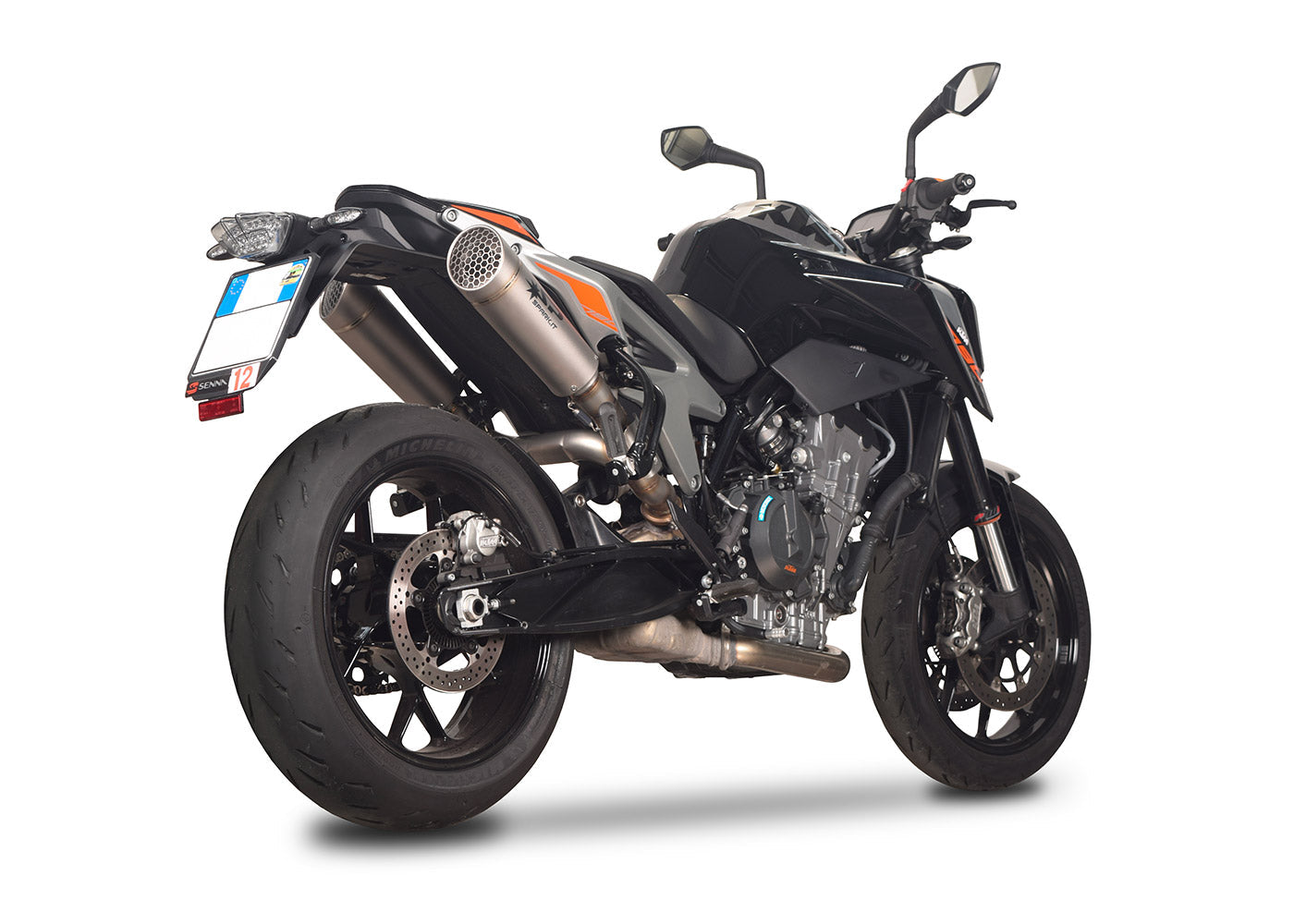 SPARK GKT0110 KTM 790 / 890 Duke (2018+) Titanium Semi-Full Double Exhaust System "GRID-O" (215 mm) – Accessories in the 2WheelsHero Motorcycle Aftermarket Accessories and Parts Online Shop