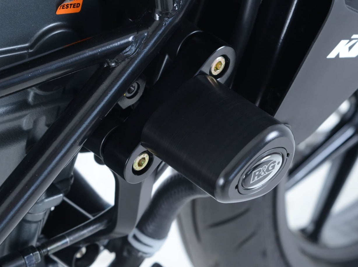 CP0289 - R&G RACING KTM 125 / 200 / 250 / 390 Duke Frame Crash Protection Sliders "Aero" – Accessories in the 2WheelsHero Motorcycle Aftermarket Accessories and Parts Online Shop