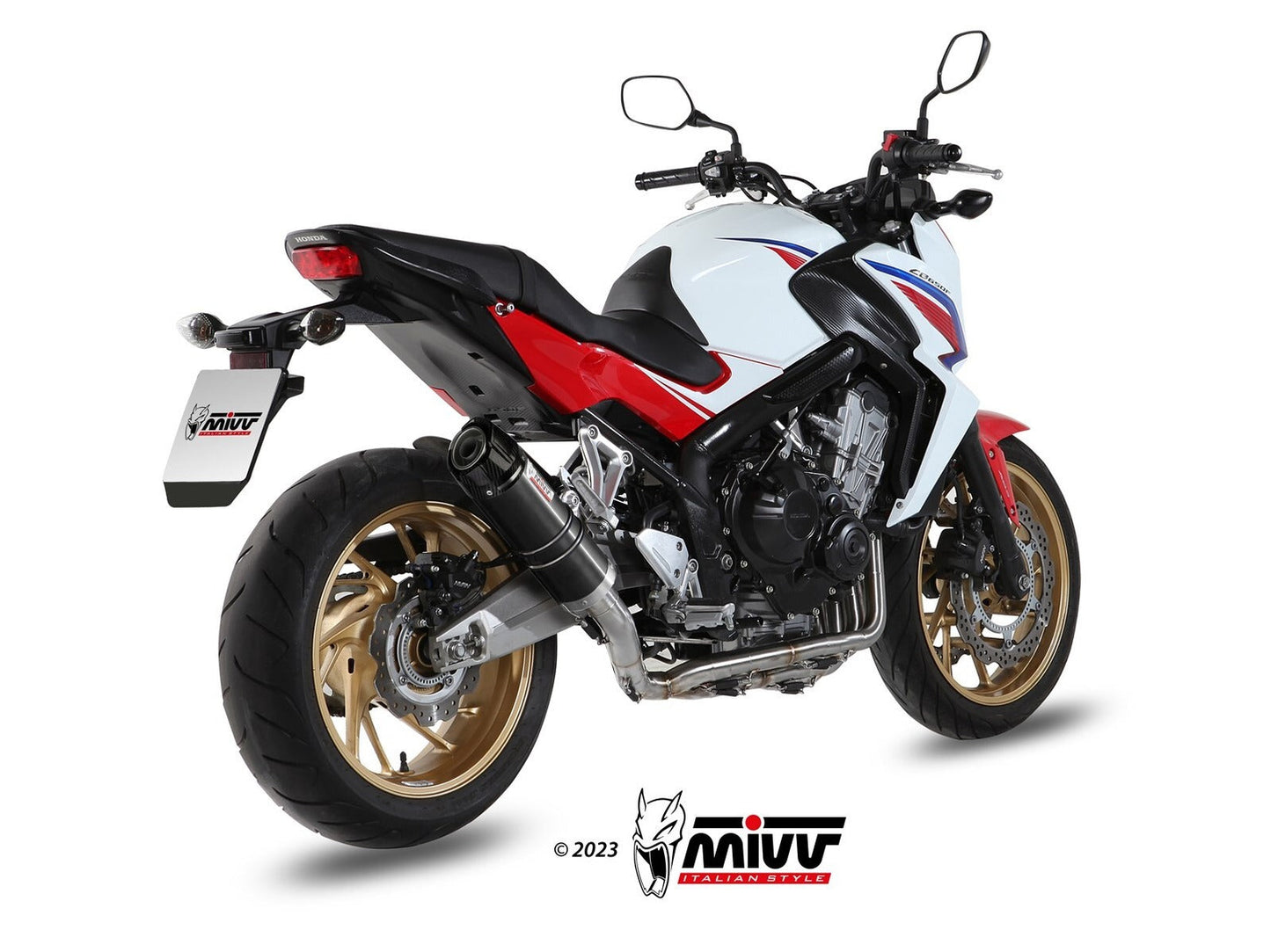 MIVV H.055 HONDA CB 650 F ( 2014 / 18 ) Full System Exhaust "GP" (black + carbon cap; approved) – Accessories in the 2WheelsHero Motorcycle Aftermarket Accessories and Parts Online Shop