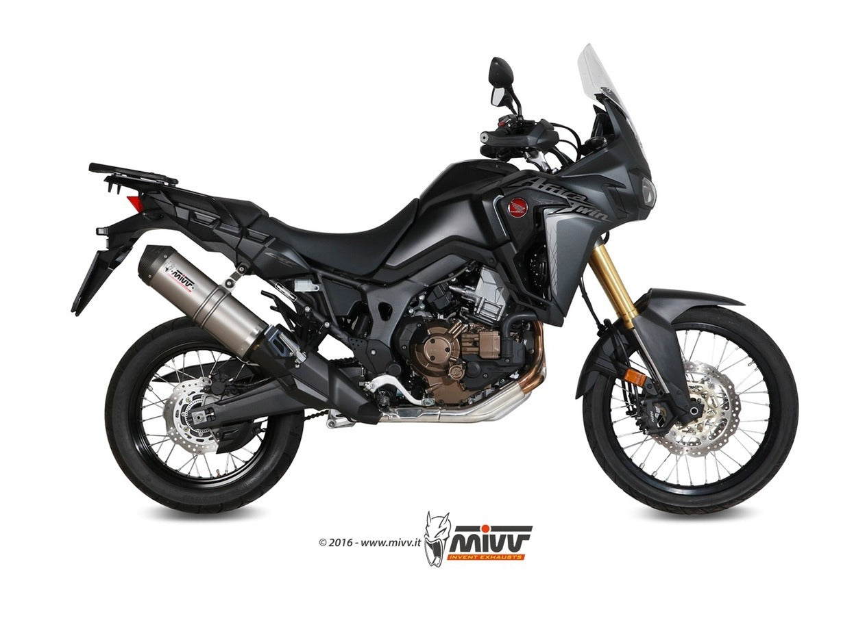 MIVV H.059 HONDA CRF 1000 L AFRICA TWIN ( 2016 / 19 ) Slip on Exhaust "Oval" (titanium + carbon cap; approved) – Accessories in the 2WheelsHero Motorcycle Aftermarket Accessories and Parts Online Shop