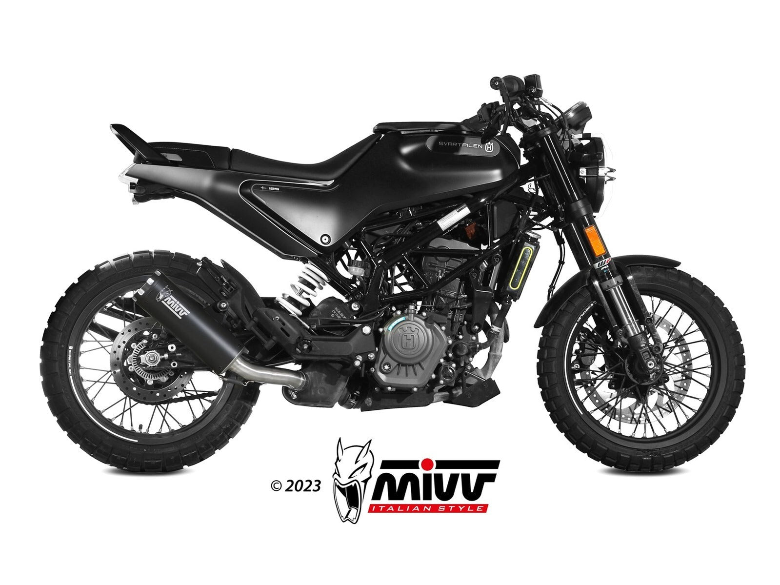 MIVV HU.005 Husqvarna Svartpilen 125 (21/23) Slip on Exhaust "HR-1" (black + aluminum back; approved) – Accessories in the 2WheelsHero Motorcycle Aftermarket Accessories and Parts Online Shop