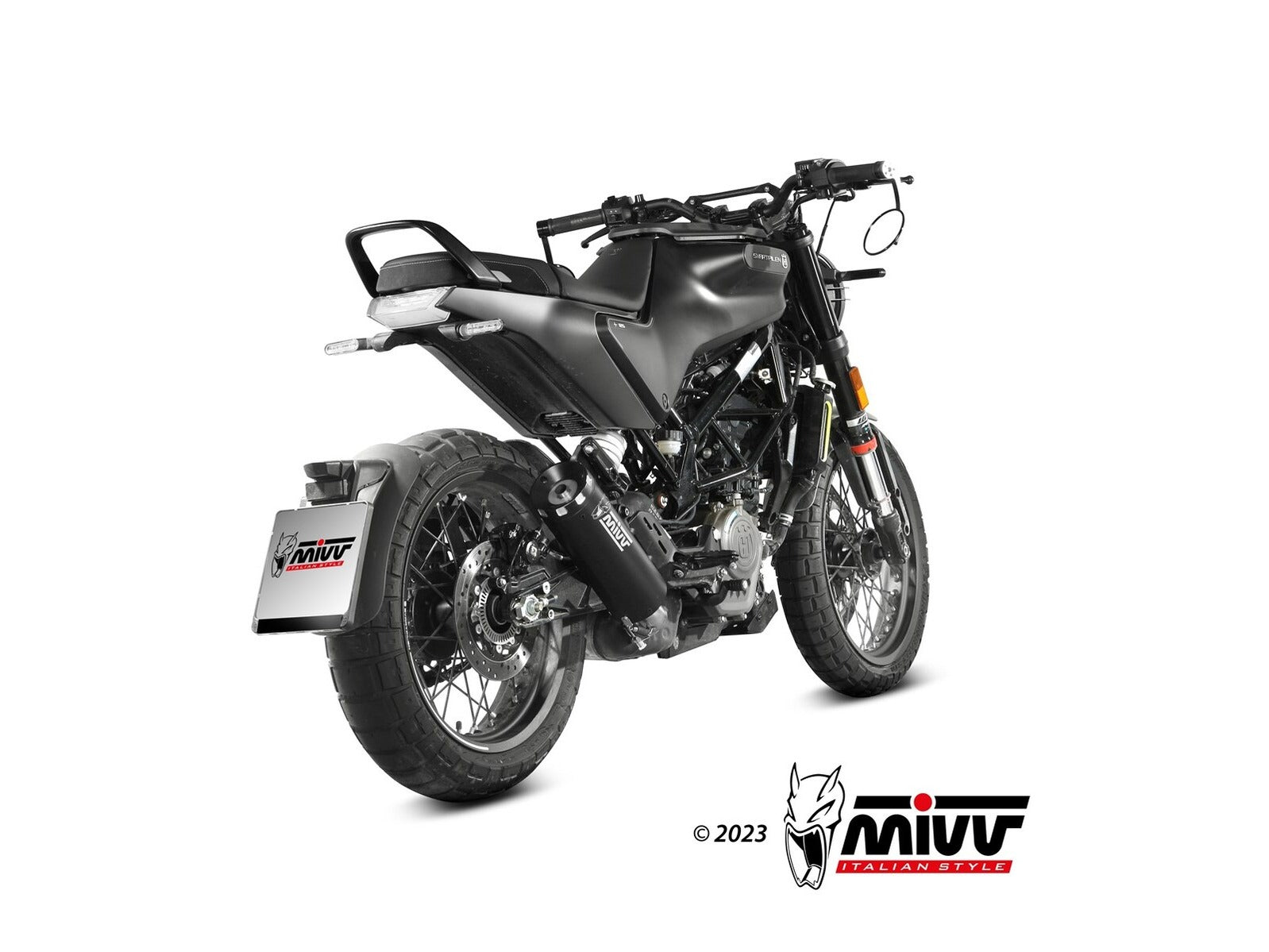 MIVV HU.005 Husqvarna Svartpilen 125 (21/23) Slip on Exhaust "HR-1" (black + aluminum back; approved) – Accessories in the 2WheelsHero Motorcycle Aftermarket Accessories and Parts Online Shop