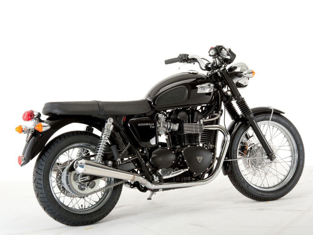 QD EXHAUST Triumph Bonneville T100 Dual Slip-on Exhaust "MaXcone" (EU homologated)