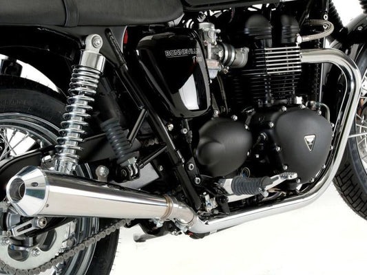 QD EXHAUST Triumph Bonneville T100 Dual Slip-on Exhaust "MaXcone" (EU homologated)