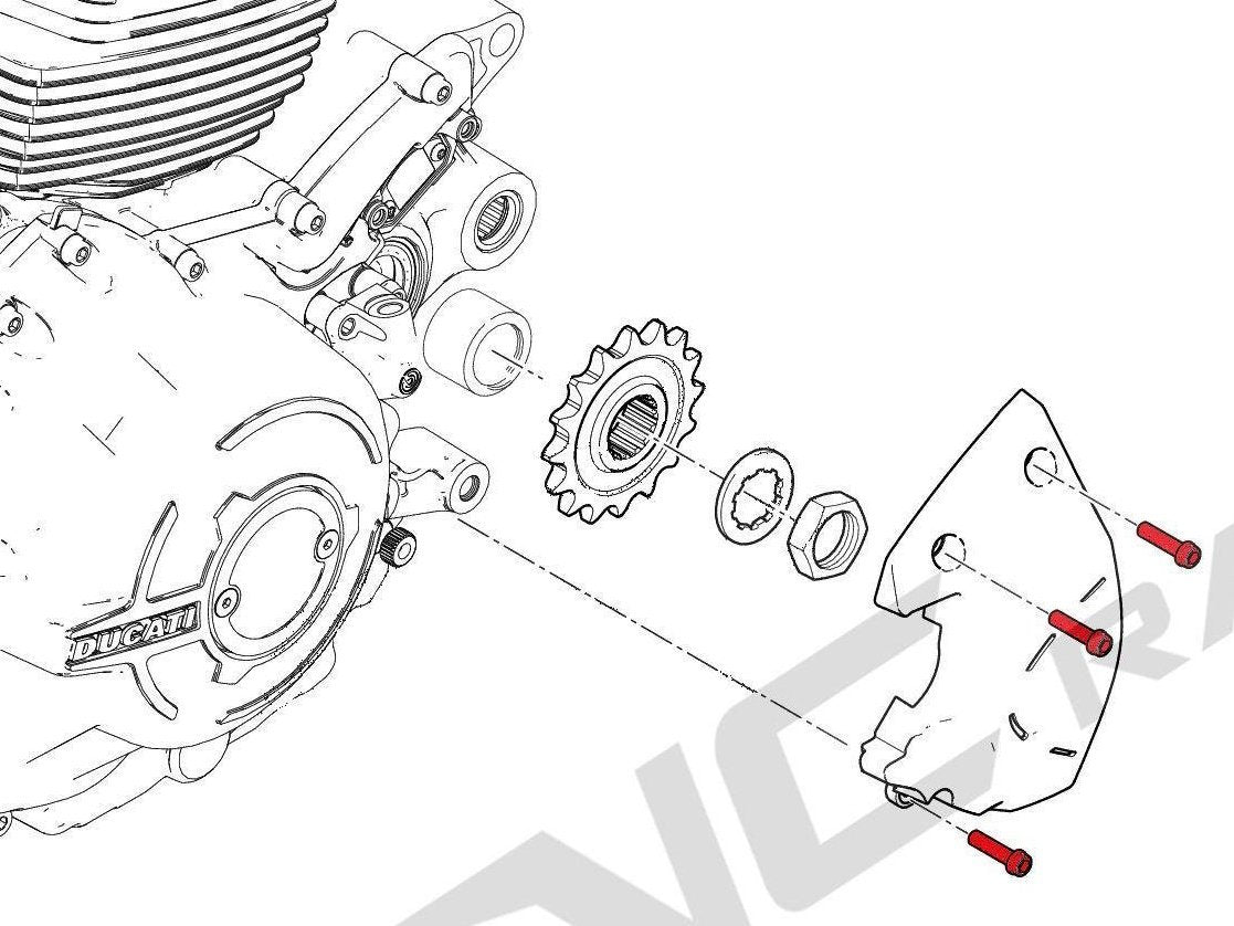 KV383X - CNC RACING Ducati Multistrada 1260 Front Sprocket Cover Titanium Screws (M6x20)