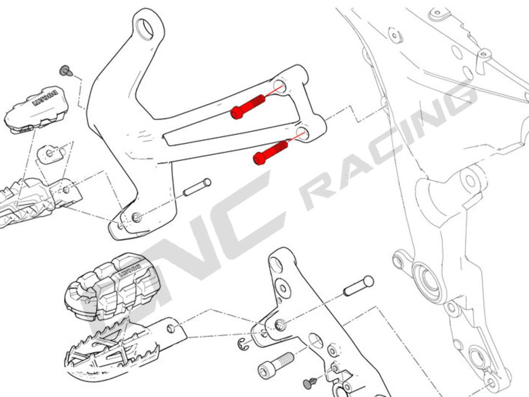 KV396X - CNC RACING Ducati Multistrada Titanium Passenger Footpegs Holder Bolts (M8x35)