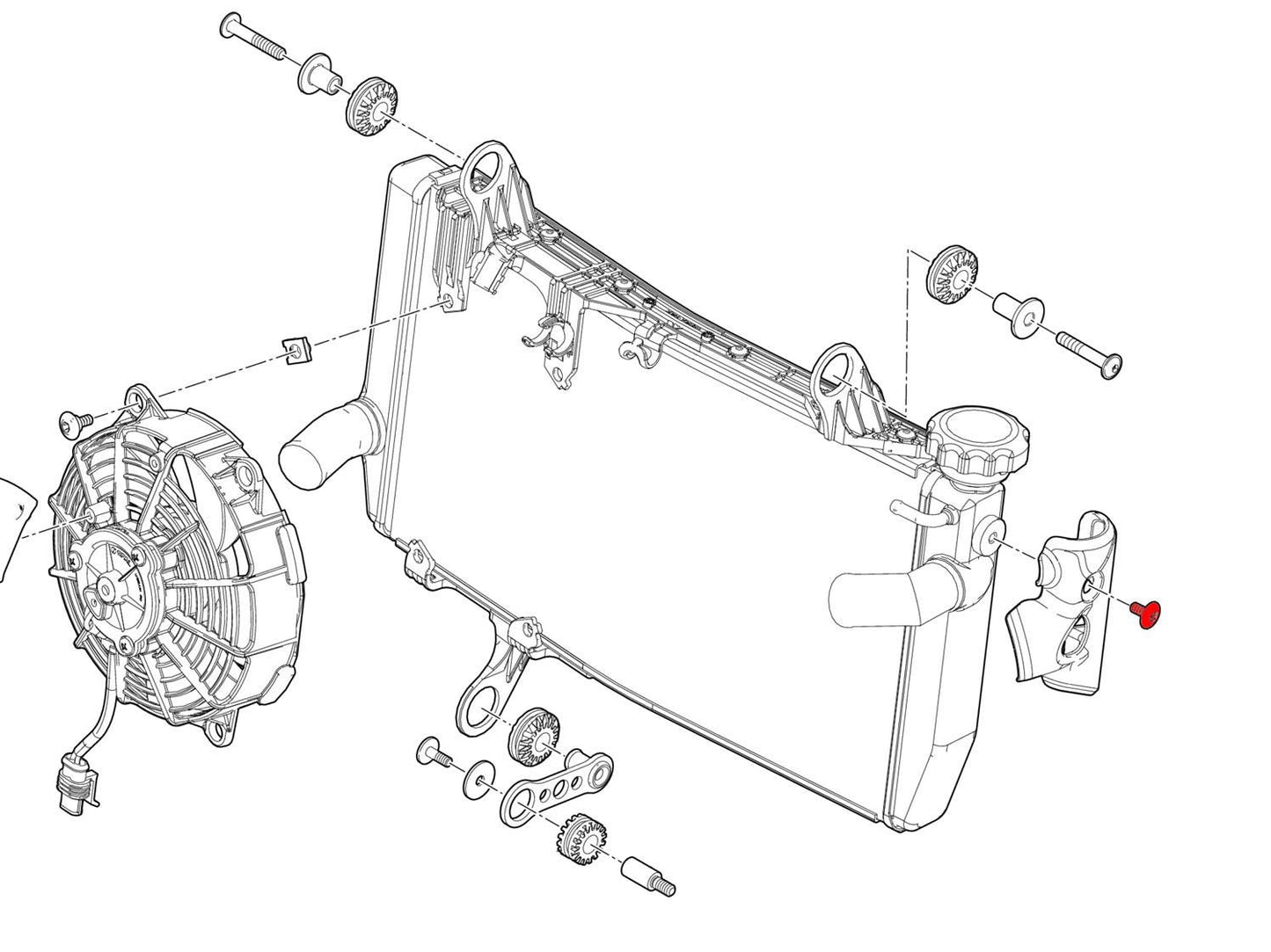 KV473 - CNC RACING Ducati Monster 950 (2021+) Radiator / Water Cooler Side Cover Screw